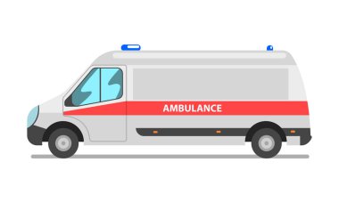 Ambulans araba, acil tıbbi van vektör çizim beyaz bir arka plan üzerinde
