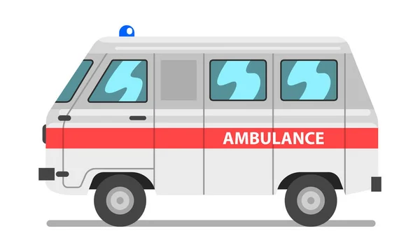 Voiture d'ambulance blanche et rouge, vecteur médical d'urgence Illustration sur fond blanc — Image vectorielle