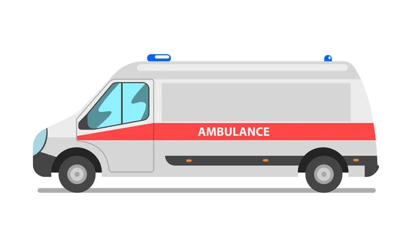 Voiture d'ambulance, véhicule médical d'urgence Illustration sur fond blanc — Image vectorielle
