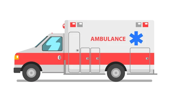 Coche de ambulancia, vector de vehículo de servicio médico de emergencia Ilustración sobre fondo blanco — Vector de stock