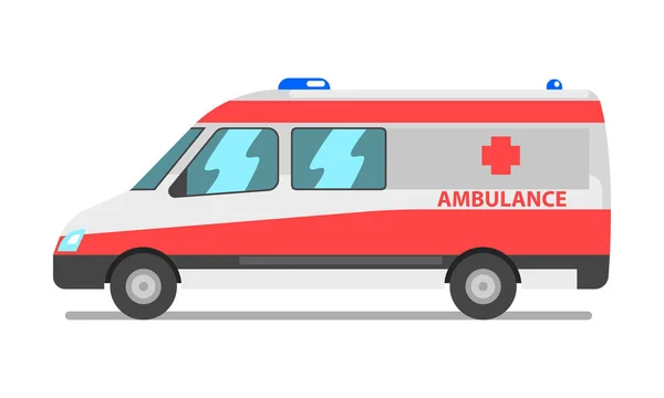 Van ambulância, vetor de veículo de serviço médico de emergência Ilustração sobre um fundo branco — Vetor de Stock