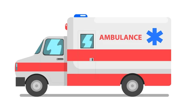 緊急車、白い背景に赤と白の救急医療サービス車両ベクトル イラスト — ストックベクタ