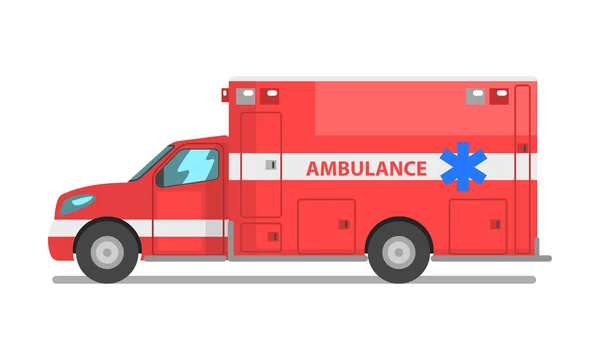 Auto ambulanza rossa, veicolo di servizio medico di emergenza vettore Illustrazione su sfondo bianco — Vettoriale Stock