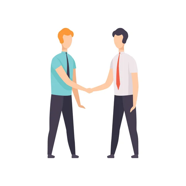 Businessmen are handshaking, business meeting concept, successful business characters at work vector Illustration on a white background