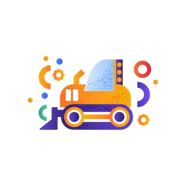 Buldozer, beyaz bir arka plan üzerinde ağır endüstriyel makine vektör çizim