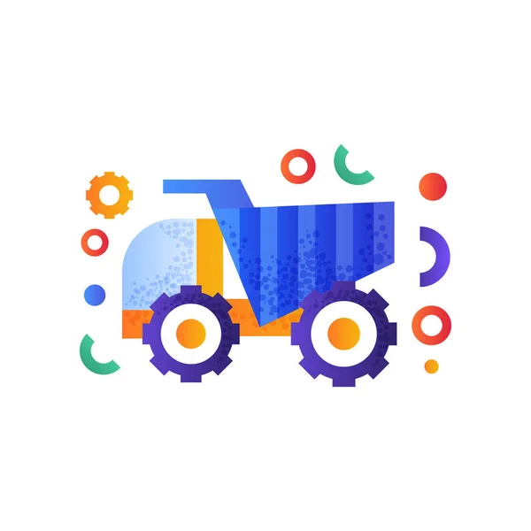 Ανατρεπόμενο φορτηγό, βαριά βιομηχανικά μηχανήματα διανυσματικά εικονογράφηση σε λευκό φόντο — Διανυσματικό Αρχείο