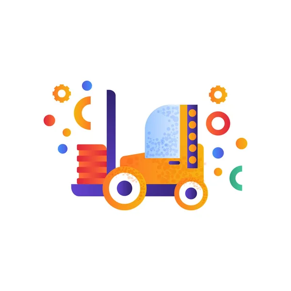 Forklift truck, warehouse industrial machinery flat vector Illustration on a white background — Stock Vector