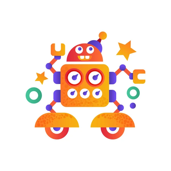 Mignon personnage drôle de robot, vecteur de machine robotique artificielle Illustration sur un fond blanc — Image vectorielle