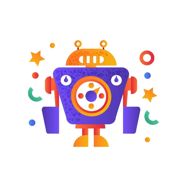 Personaje divertido robot, vector máquina robótica artificial Ilustración sobre un fondo blanco — Vector de stock