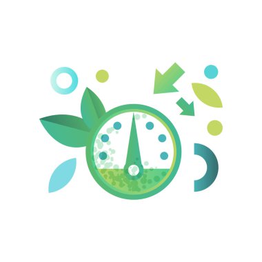 Hız göstergesi, çevre dostu teknolojiler üzerinde beyaz bir arka plan illüstrasyon vektör