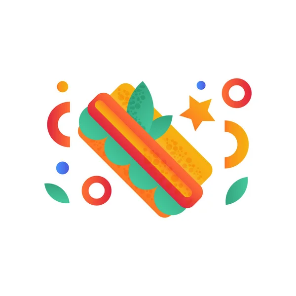 Hotdog, fast food dish vector Illustration on a white background