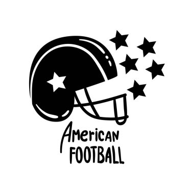 Amerikan futbol kask, retro tasarım öğesi için logo, beyaz bir arka plan üzerinde rozet vektör çizim
