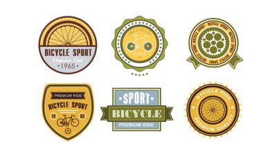Retro bisiklet spor logo koymak, vintage spor rozetleri ve vektör çizim üzerinde beyaz bir arka plan etiketleri