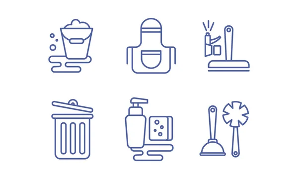 Schoonmaak service iconen vector set, wassen, en opruimen tekenen illustratie op een witte achtergrond — Stockvector