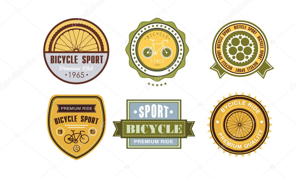Retro bicycle sport logo set, vintage sport badges and labels vector Illustration on a white background