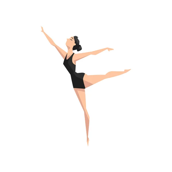 Jonge professionele ballerina dancing, klassieke ballet dans klasse vector illustratie op een witte achtergrond — Stockvector