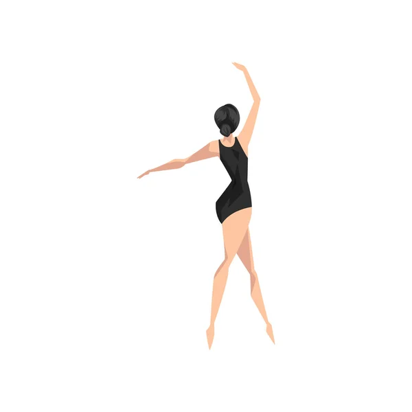 Jonge slanke en mooie ballerina dancing, klassieke ballet dans klasse vector illustratie op een witte achtergrond — Stockvector