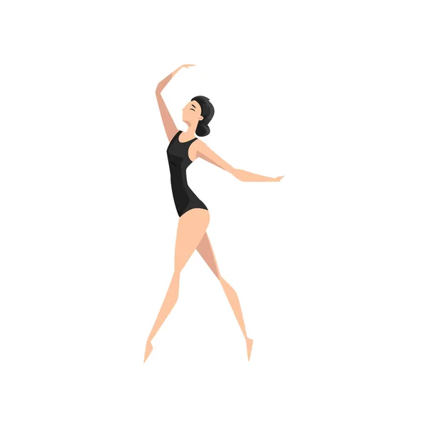 Jonge ballerina dancing, professionele ballet danser vector illustratie op een witte achtergrond — Stockvector