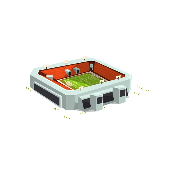 Sportstadion gebouw, buiten voetbal of de voetbal trefpunt voor kampioenschappen, overeenkomt met vector illustratie op een witte achtergrond — Stockvector