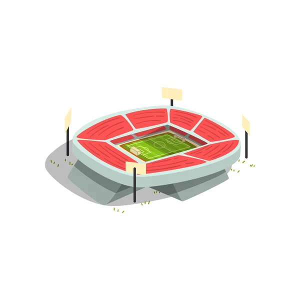 サッカーやサッカー スタジアム建築・ スポーツ選手権の会場、白い背景に一致するベクトル イラスト — ストックベクタ