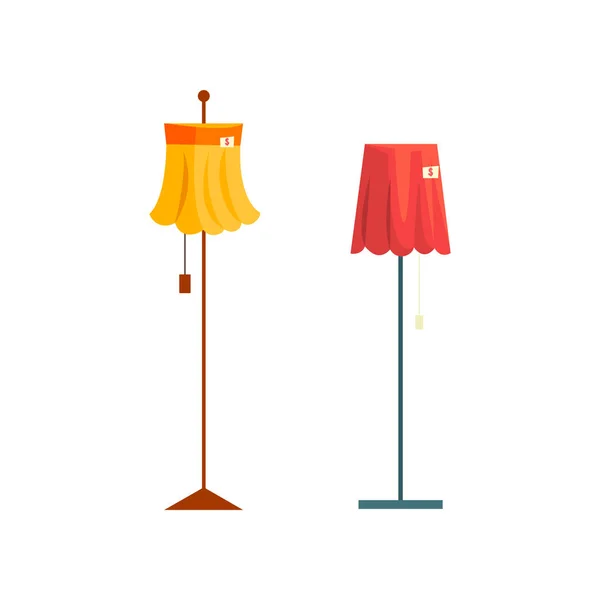 Vloer lampen, oude overbodig ding, garageverkoop vector illustratie op een witte achtergrond — Stockvector