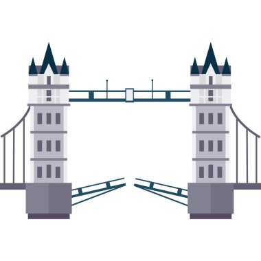 London Tower Bridge içinde düz stil vektör çizim