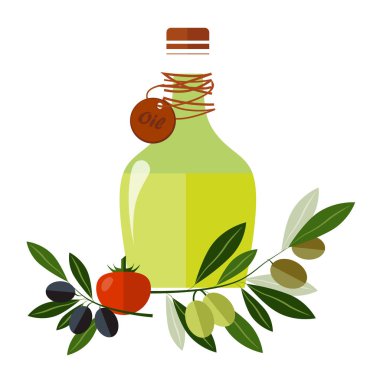 Arka plan üzerinde izole zeytinyağı ile sürahi