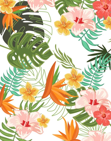 Tropische Blumen Grafikdesign für T-Shirt, Mode, Drucke — Stockvektor