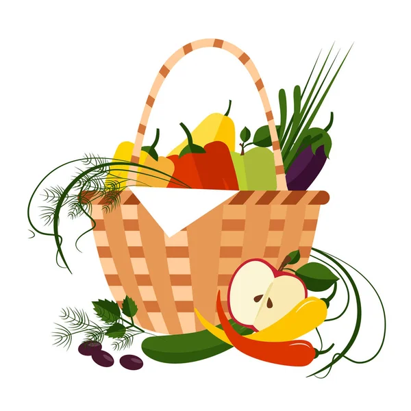 Basket Full of Fresh Fruit — Stock Vector