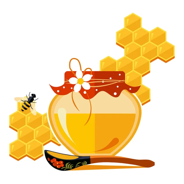 Jar with Honey Vector Illustration — Stock Vector