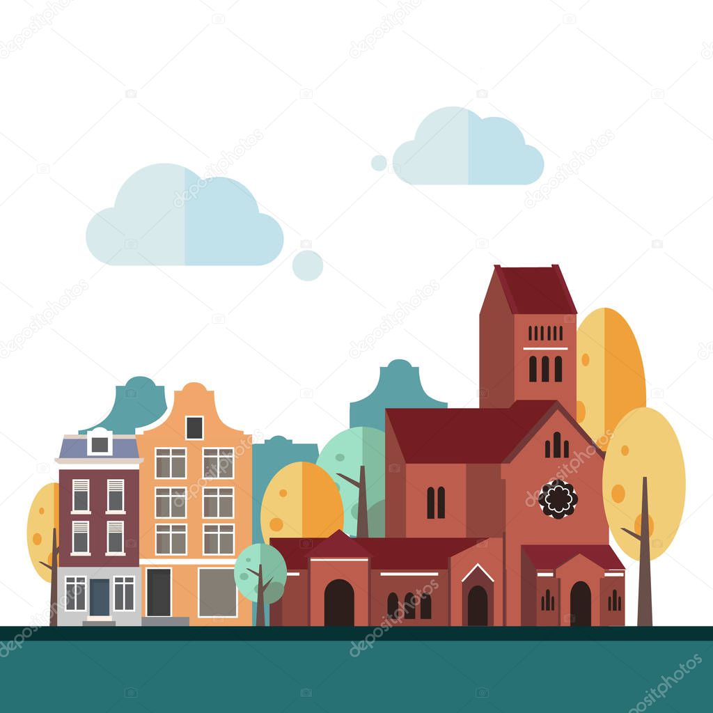 Flat Design Urban Landscape Illustration