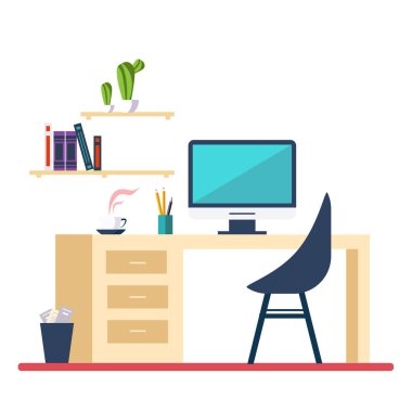 Çalışma alanı'nda oda düz minimalist tarzı