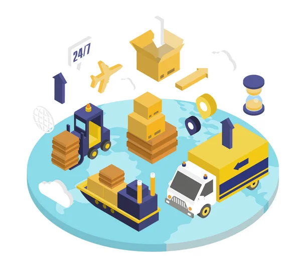 Logistics Isometric Set — Stock Vector