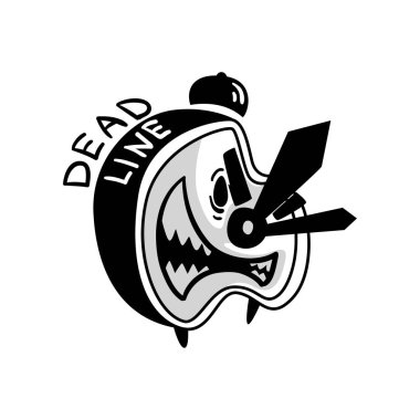 Son Tarih, kötü çalar saat, dakiklik, zaman yönetimi kavramı, zaman beyaz bir arka plan üzerinde vektör çizim çalışıyor