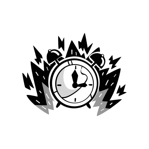 Horloge dans un feu, délai, ponctualité, concept de contrôle du temps, le temps presse vectoriel Illustration sur fond blanc — Image vectorielle