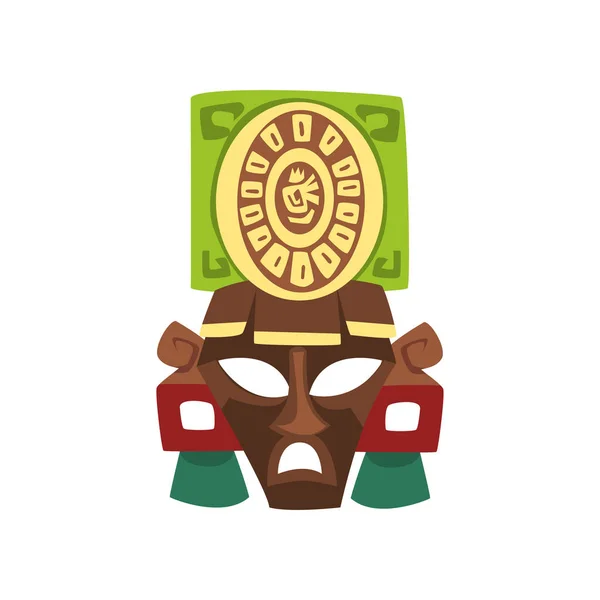 Племенная маска, символ цивилизации майя, вектор элементов американской племенной культуры на белом фоне — стоковый вектор