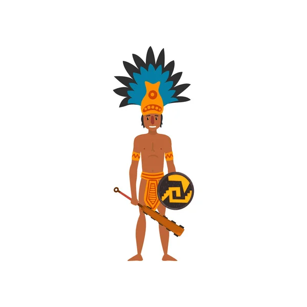 Mayan Indian, Maya civilization character, American tribal culture element vector Illustration on a white background — Stock Vector