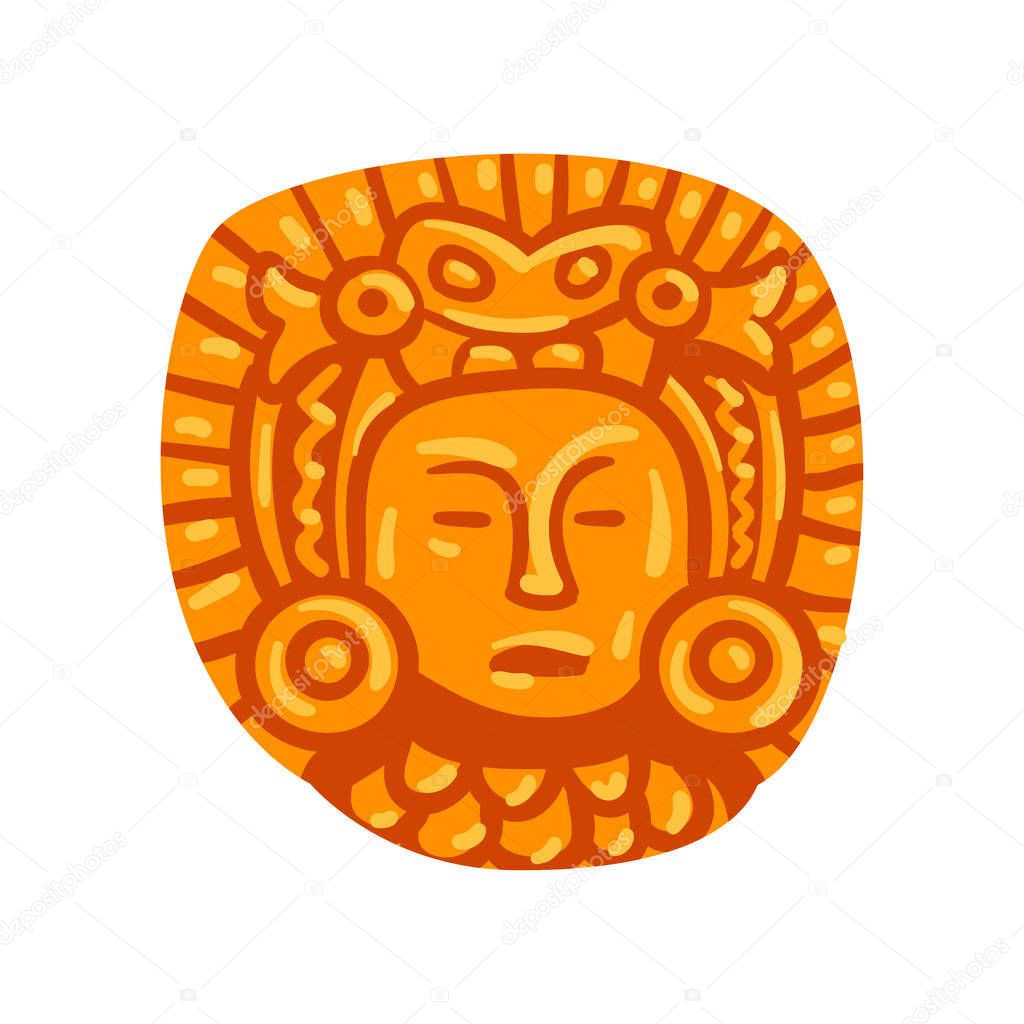 Maya civilization symbol, American tribal culture element vector Illustration on a white background