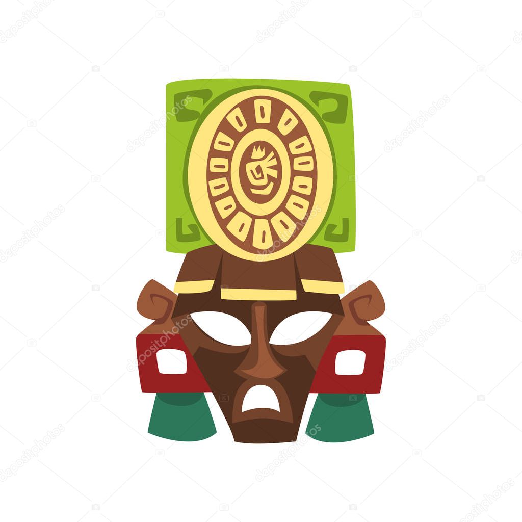 Tribal mask, Maya civilization symbol, American tribal culture element vector Illustration on a white background