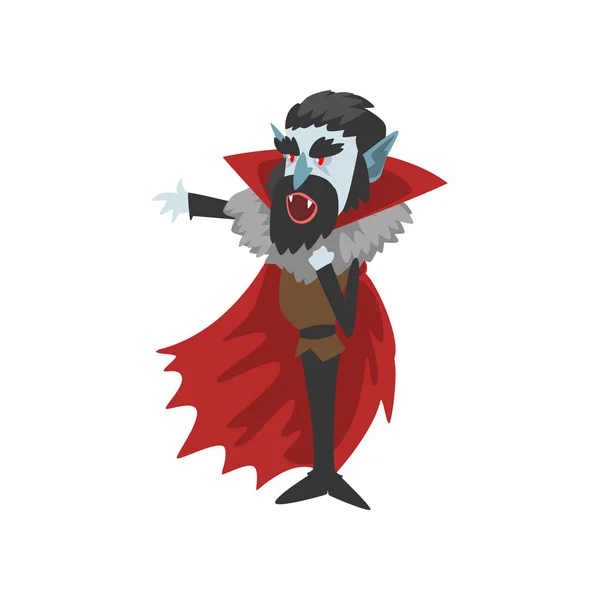 Count Dracula vampire cartoon character vector Illustration on a white background — Stock Vector