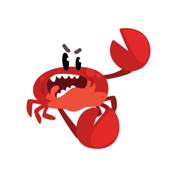 Angry crab character, cute sea creature with funny face vector Illustration on a white background — Stock Vector