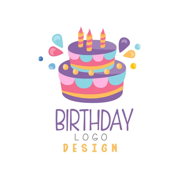 Birthday logo, colorful creative template for banner, poster, greeting card vector Illustration