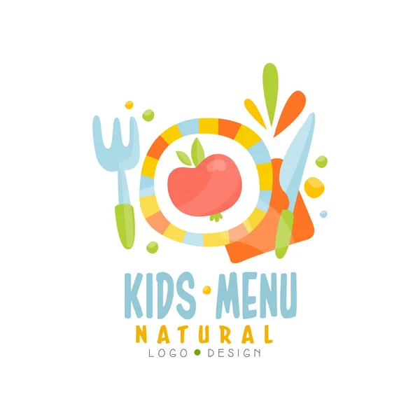 Kids natural menu logo design, healthy organic food banner or poster vector Illustration — Stock Illustration Kids natural menu logo design, healthy organic food banner or poster vector Illustration Stock Vector