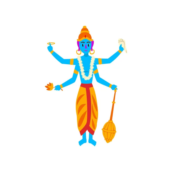 Vishnu Indian god, guardian of the Universe vector Illustration on a white background — Stock Vector