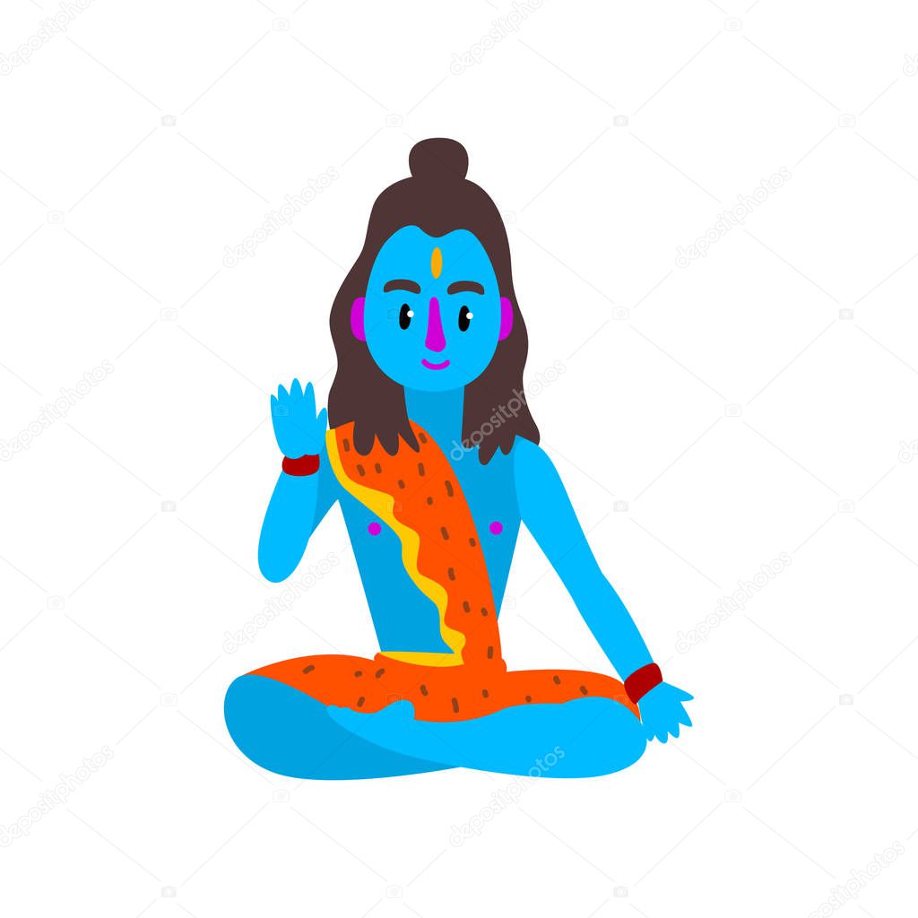 Shiva Indian god, the supreme god in Shaivism vector Illustration on a white background