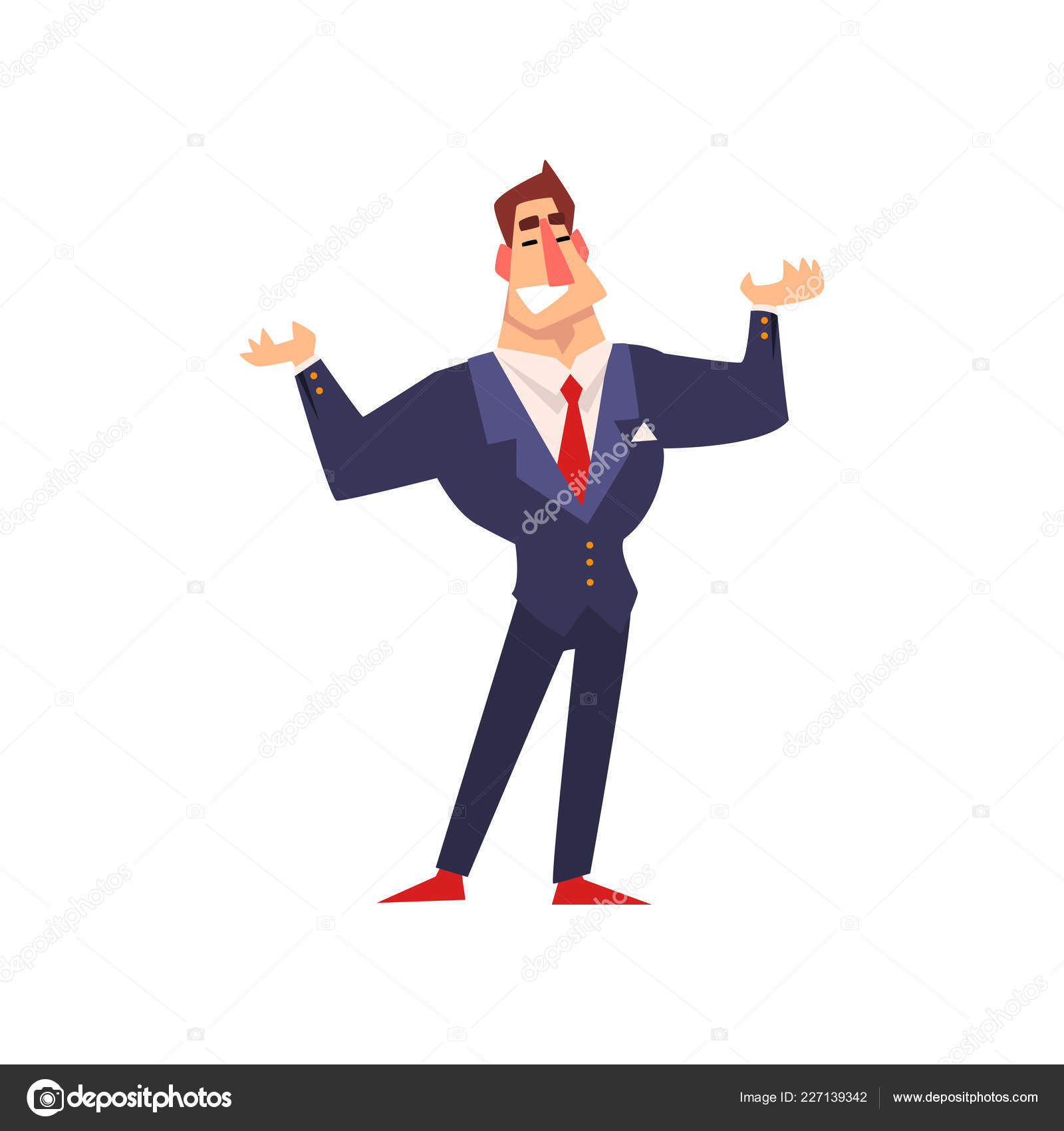 Smiling self confident businessman character cartoon vector ...