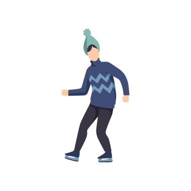 Çocuk faaliyetleri üzerinde beyaz bir arka plan illüstrasyon vektör kış zaman buz üzerinde paten keyfi