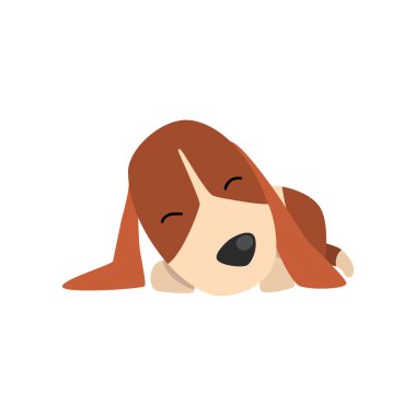 Beagle köpek uyku, şirin komik hayvan karikatür karakter vektör çizim beyaz bir arka plan üzerinde