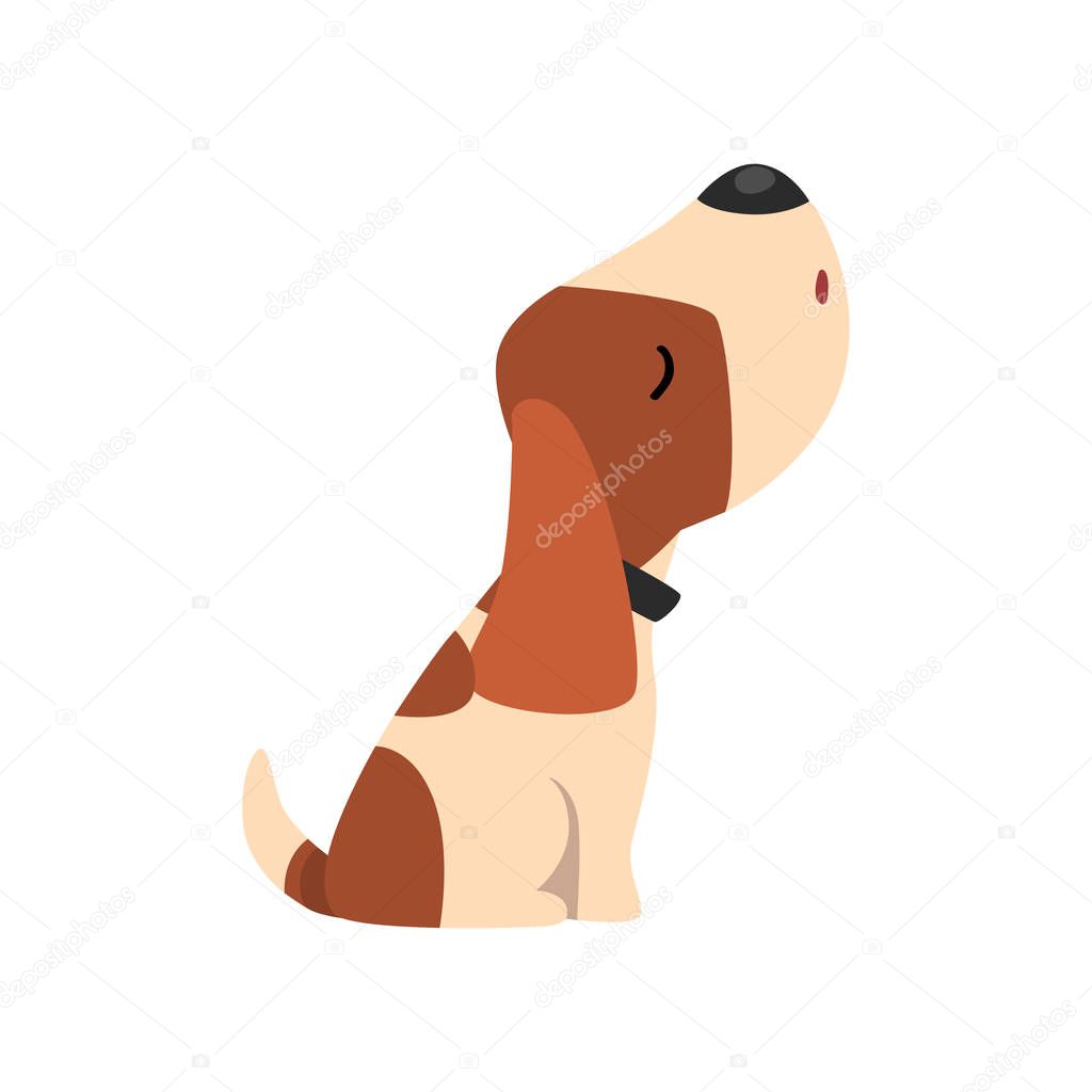 Beagle dog howling, cute funny animal cartoon character vector Illustration on a white background