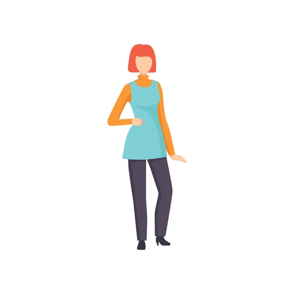 Žena nosí retro oblečení, retro móda dívka z 70s vektorové ilustrace na bílém pozadí — Stockový vektor